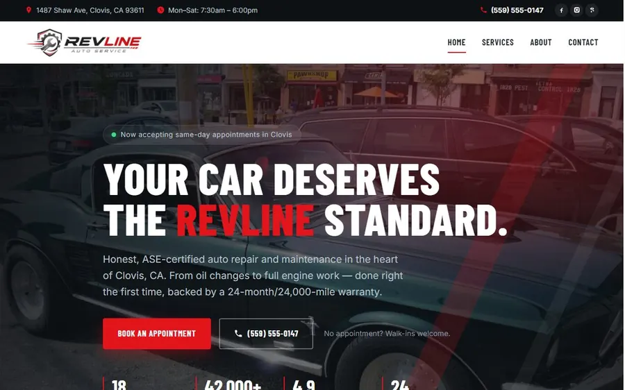Website for RevLine Auto Service