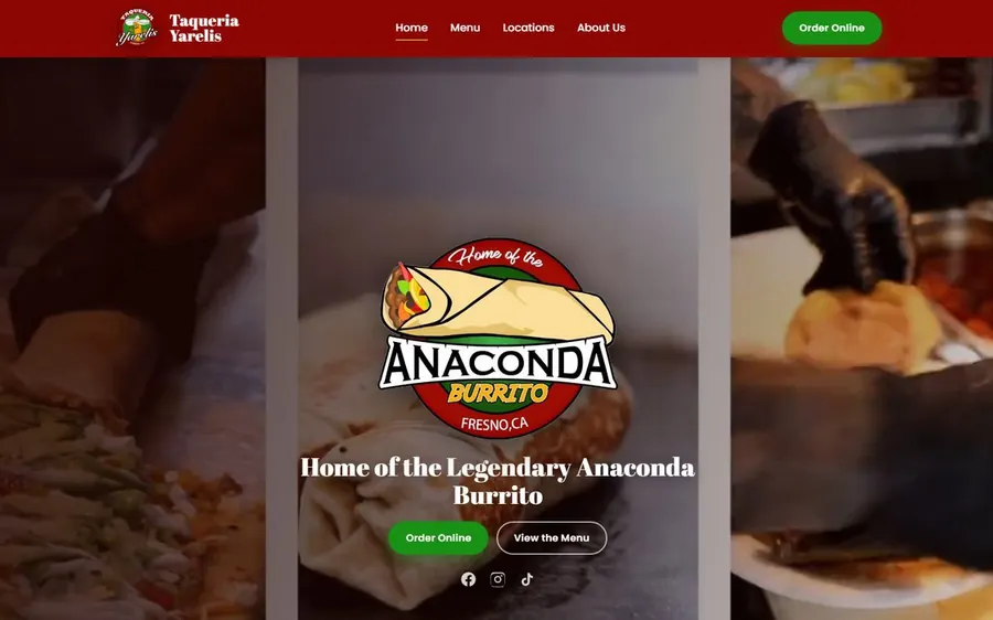 Website for Taqueria Yarelis