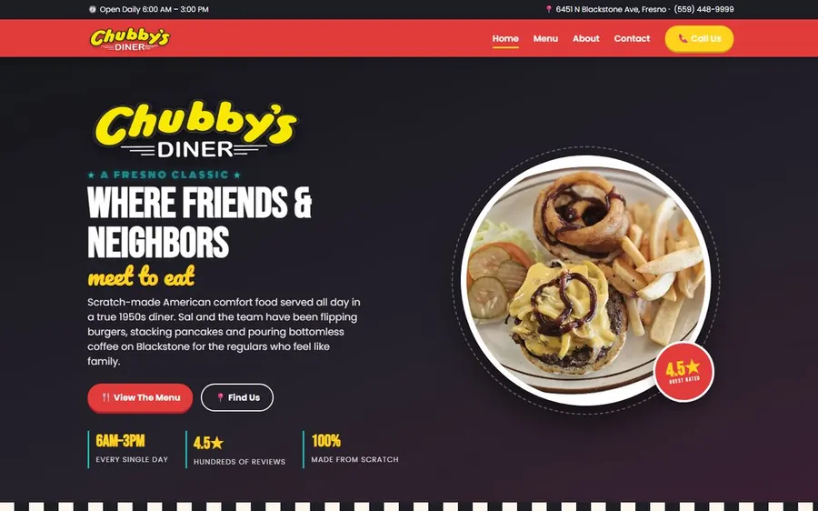 Website for Chubby's Diner
