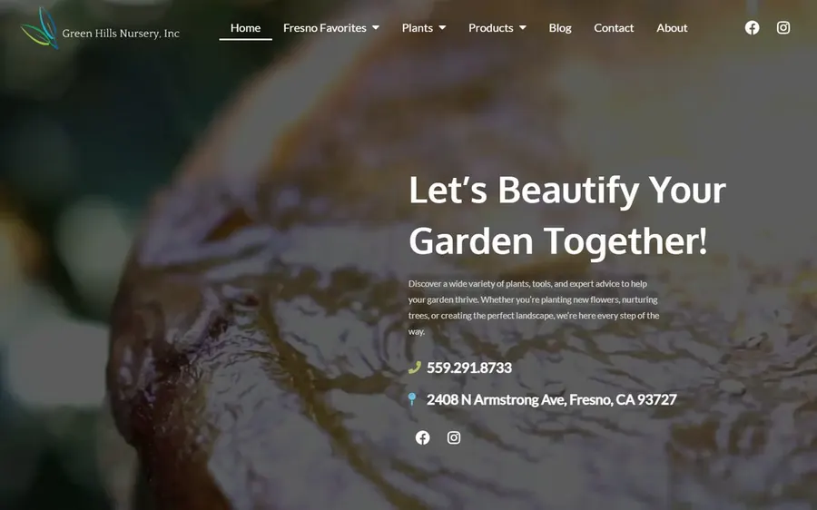 Website for Green Hills Nursery