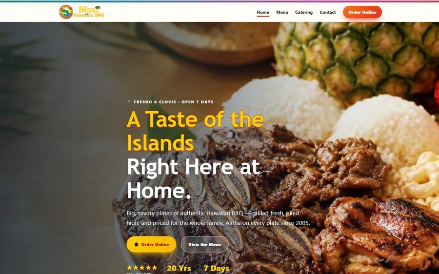 Website for Maui Hawaiian BBQ