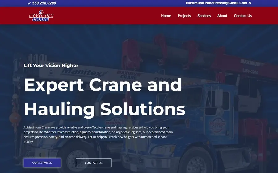 Website for Maximum Crane